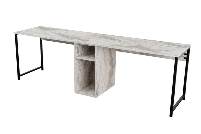 Nordure Twin Study Desk - Freesia Marble, Black